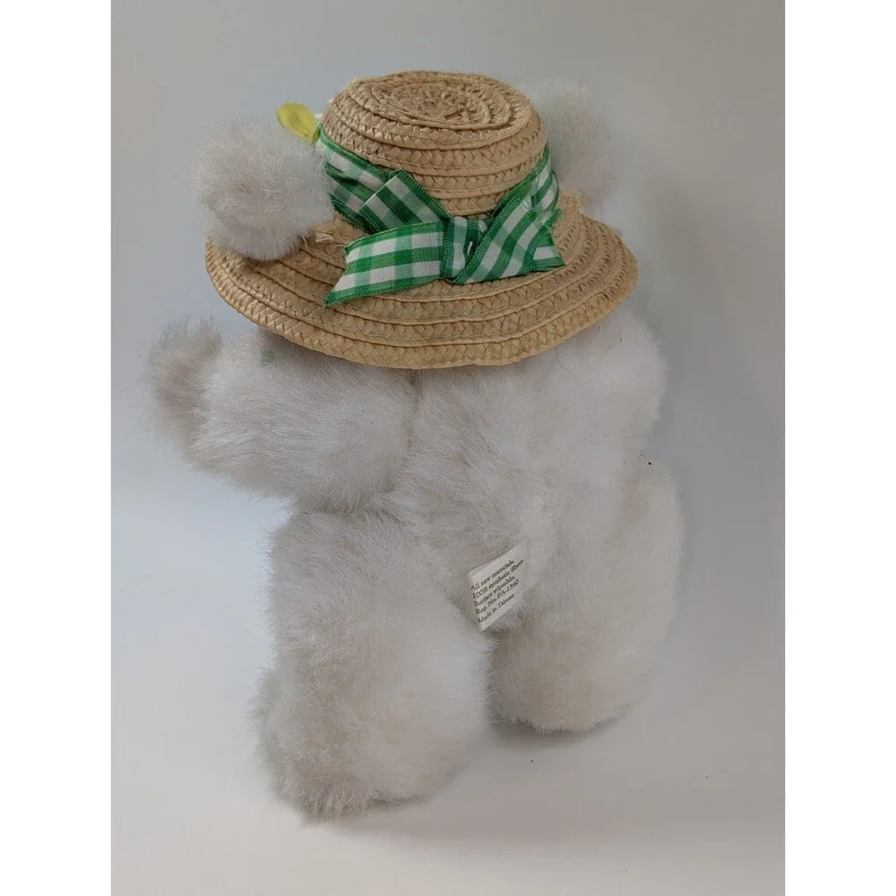 Gorham Aloysius April Plush Teddy Bear Straw Hat Flowers Collectible Easter